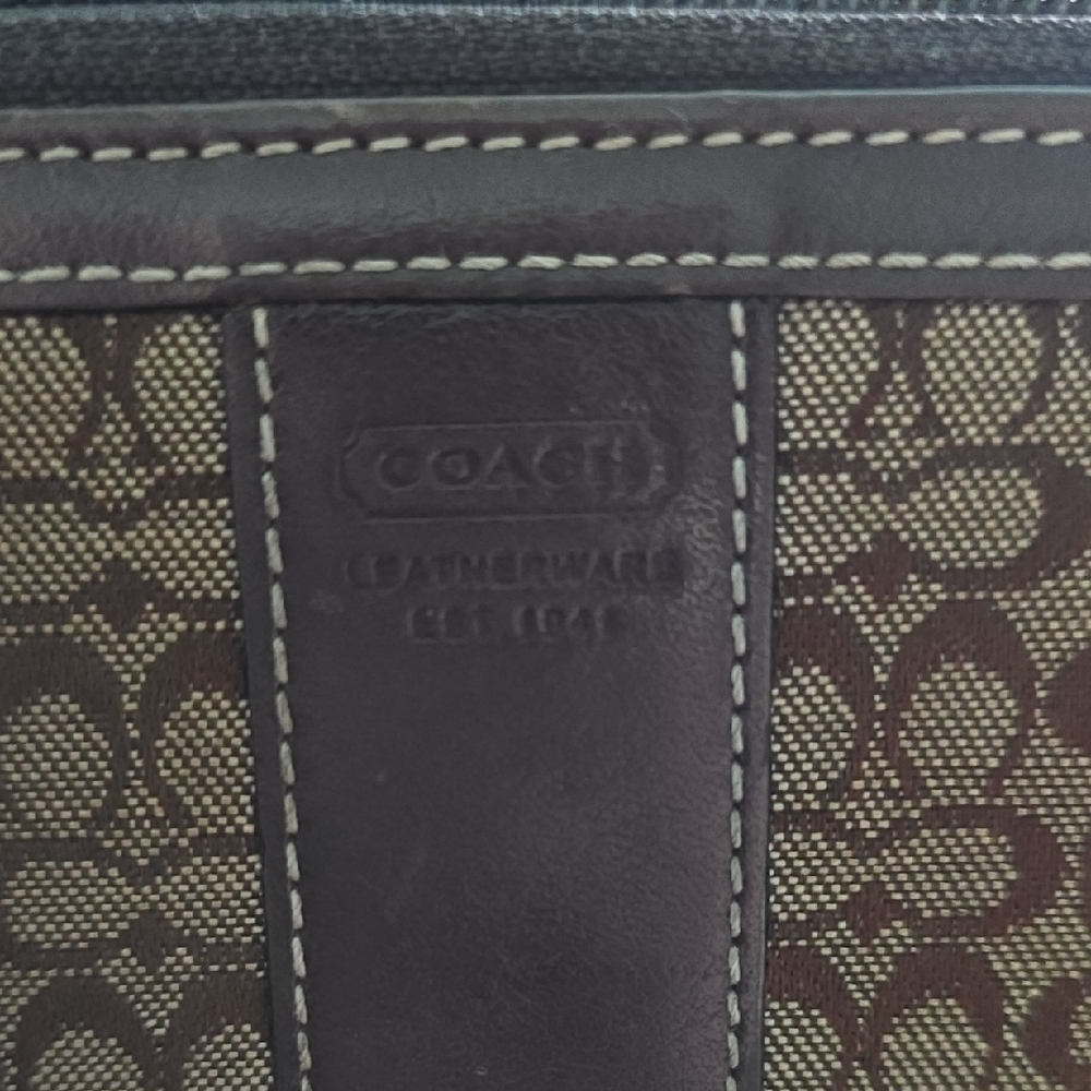 Coach Signature Brown Zip Wallet - Picture 2 of 10